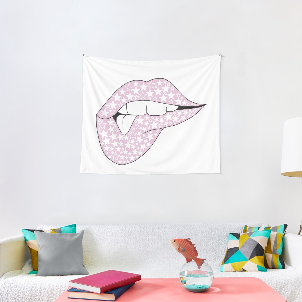 pink star lips Tapestry