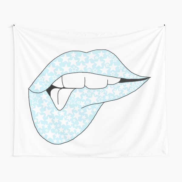 blue star lips Tapestry