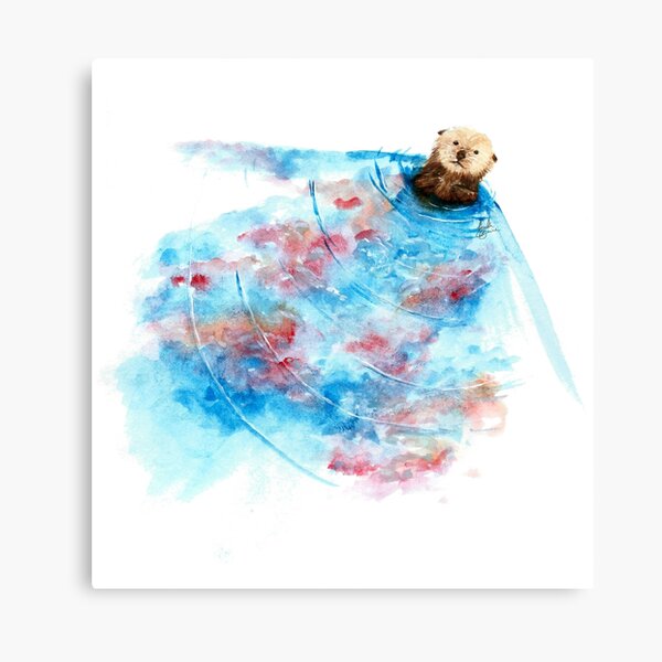 Otter's World | Watercolor Painting Canvas Print