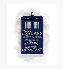 Dr Who - 900 years of time and space quote Photographic Print