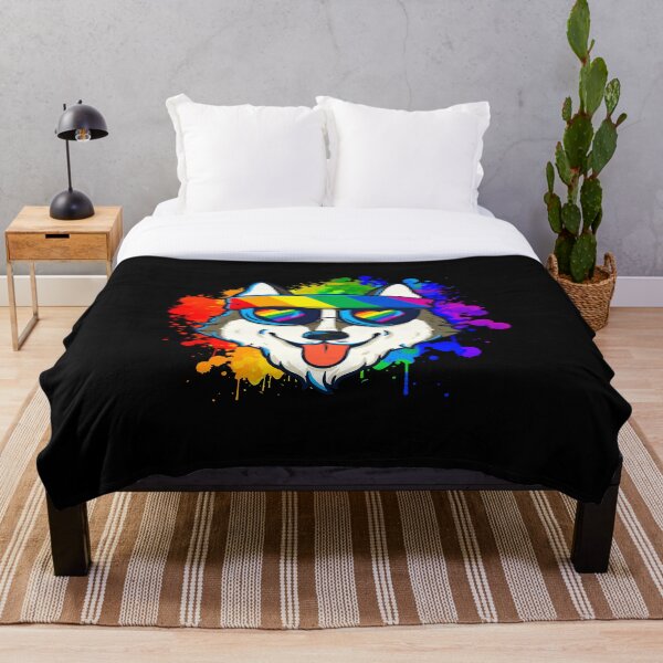 Artikelvorschau, Glücklicher Husky Showing Some Rainbow Love entworfen und verkauft von SoCoolDesign.