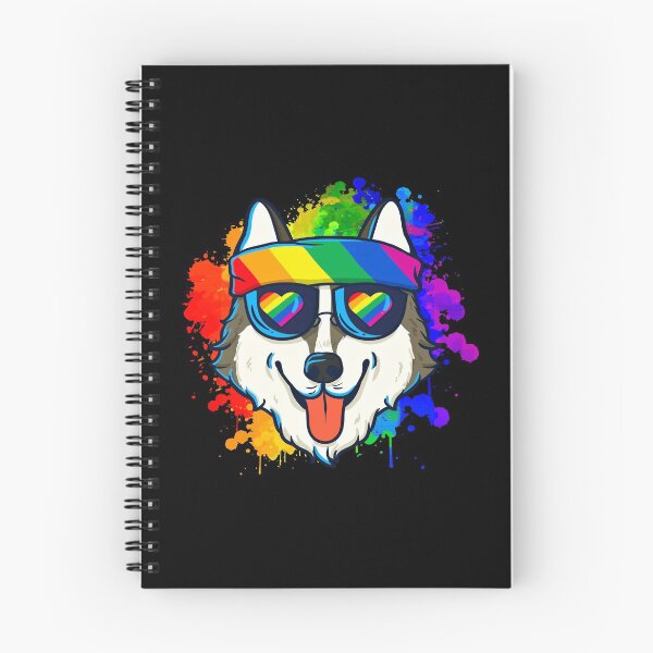 Aperçu de l'œuvre Husky heureux montrant de l'amour arc-en-ciel créée et vendue par SoCoolDesign.