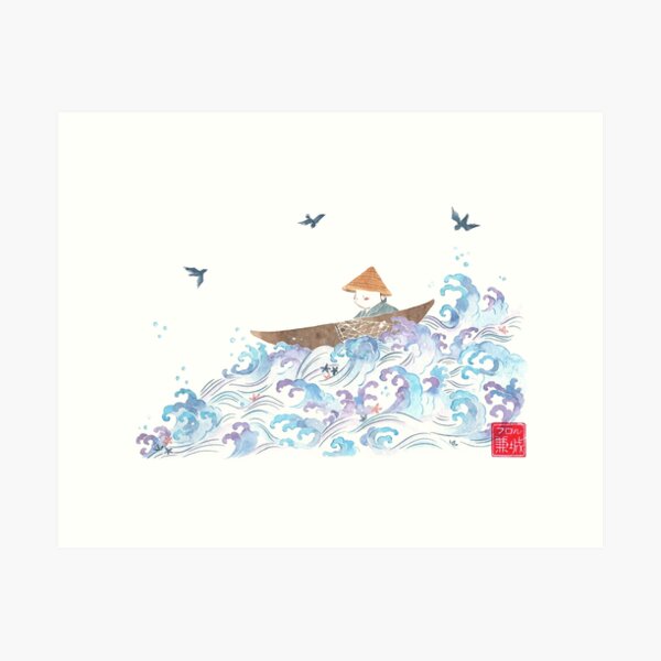 Item preview, Bingata | Umi-atchaa (fisherman) designed and sold by Flor Kaneshiro.