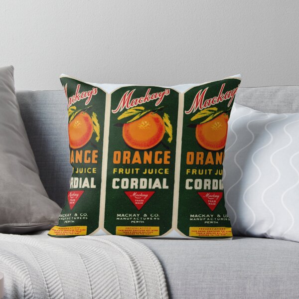 Mackay's Orange Fruit Juice Cordial State Library of Western Australia Throw Pillow