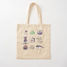 Galaxy Sushi on Dark Blue Cotton Tote Bag