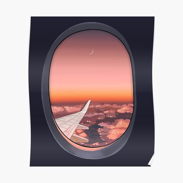 Plane window in the night Poster