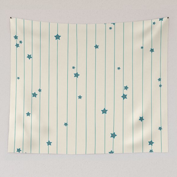 Item preview, Ditsy stars pattern on vertical stripes - blue on cream designed and sold by BrankaPD.