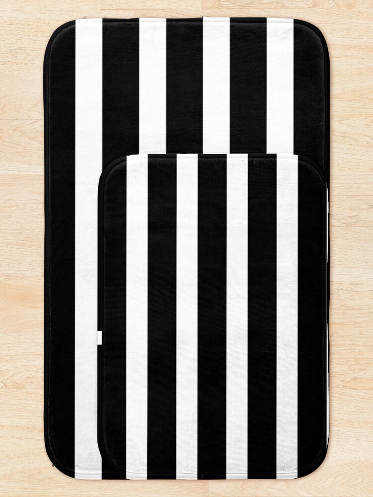 Alternate view of Thick Black and White Striped Bath Mat Bath Mat