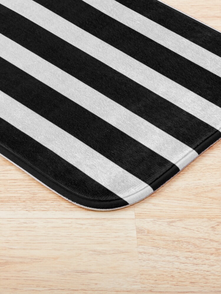 Alternate view of Thick Black and White Striped Bath Mat Bath Mat