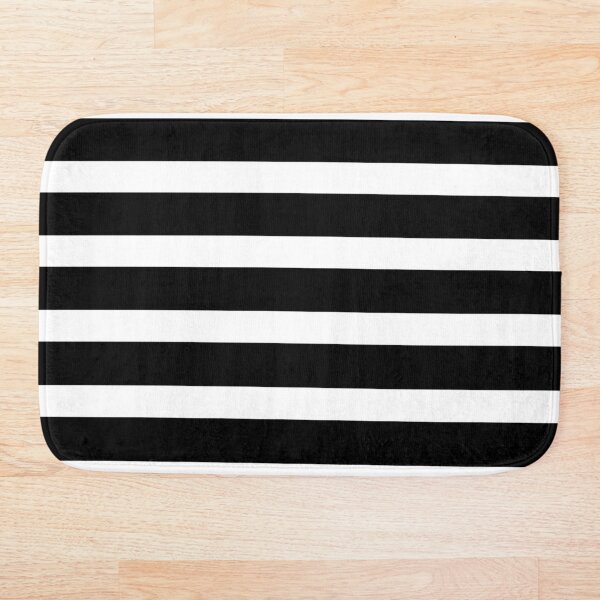 Item preview, Thick Black and White Striped Bath Mat designed and sold by stickersandtees.