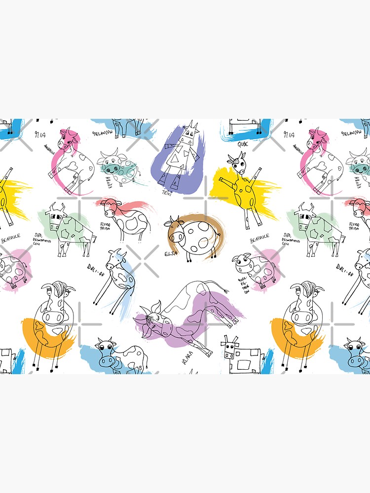 Funny cows line drawing with color splashes by nobelbunt