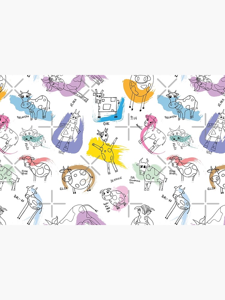 Funny cows line drawing with color splashes by nobelbunt