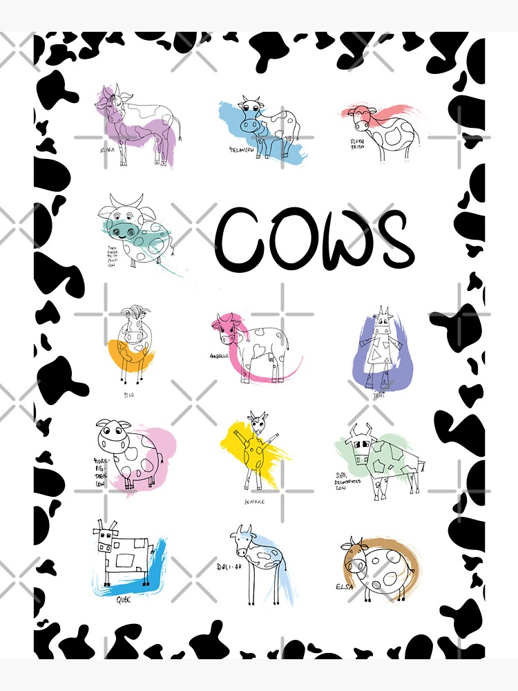 Funny cows line drawing with color splashes by nobelbunt