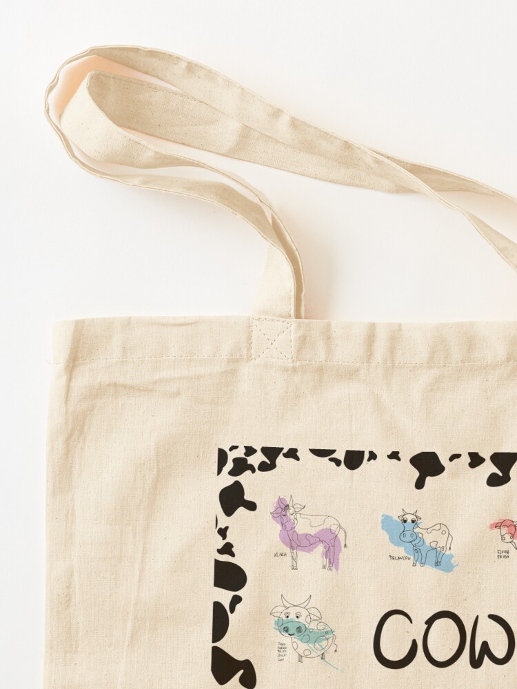 Alternate view of Funny cows line drawing with color splashes Tote Bag
