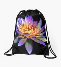 Luminous Blue Water Lily Drawstring Bag