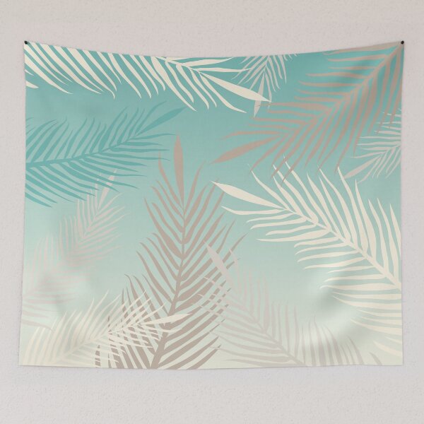 Item preview, Palm leaves in soft bluish pastel colors designed and sold by BrankaPD.