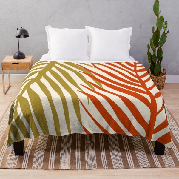 Item preview, Palm leaves close up in orange golden green and beige color palette designed and sold by BrankaPD.