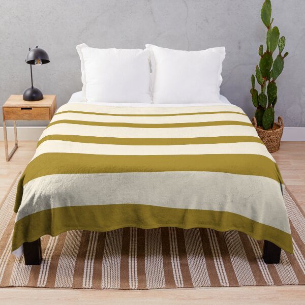 Item preview, Horizontal irregular stripes golden green on beige designed and sold by BrankaPD.