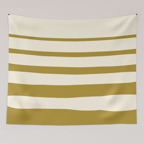Item preview, Horizontal irregular stripes golden green on beige designed and sold by BrankaPD.