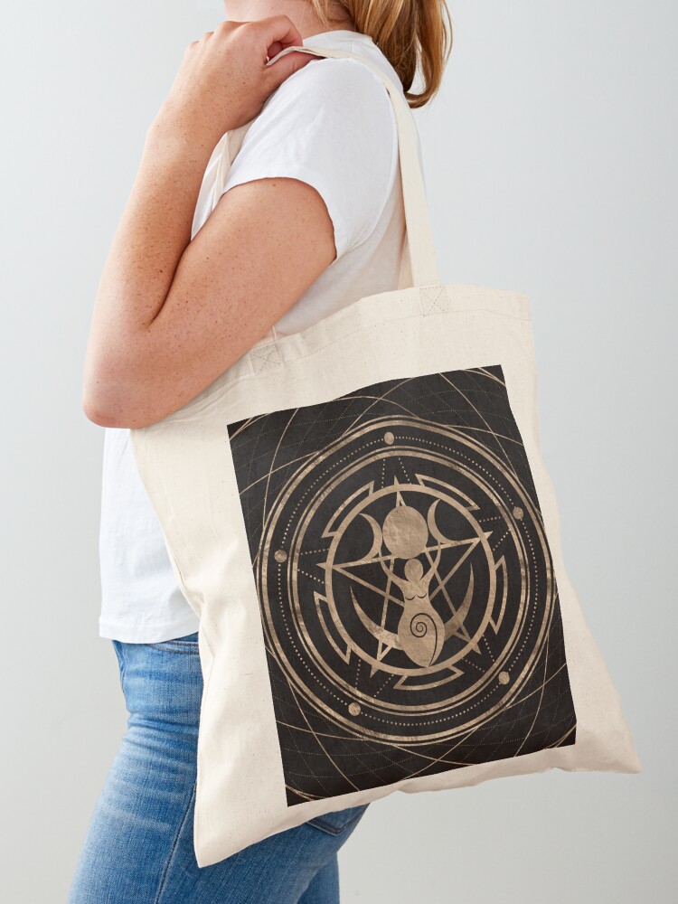 Triple Moon Goddess with triskele and tree of life' Tote Bag