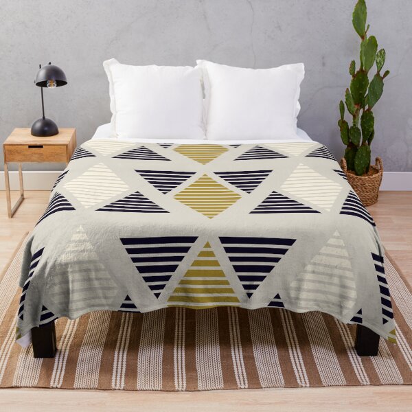 Item preview, Geometric rhombus and triangles pattern black white golden and beige designed and sold by BrankaPD.