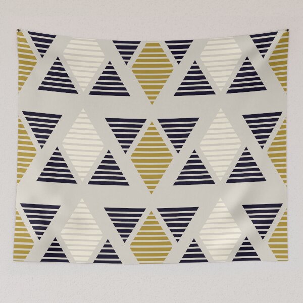 Item preview, Geometric rhombus and triangles pattern black white golden and beige designed and sold by BrankaPD.