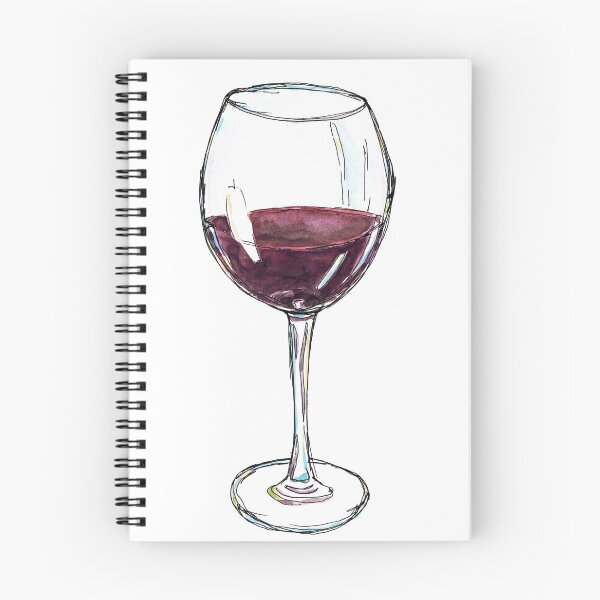 Item preview, Watercolor hand drawn sketch illustration with glass of red wine designed and sold by FuzzyLogicKate.