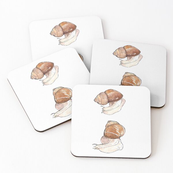 Item preview, Watercolor hand drawn sketch illustration of two snails Achatina designed and sold by FuzzyLogicKate.