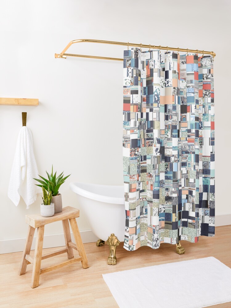 Alternate view of Colorful Chaotic Pattern Shower Curtain