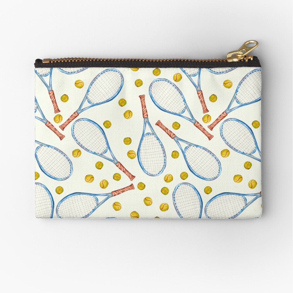 pattern with tennis rackets with tennis balls Zipper Pouch
