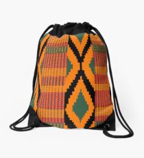 Kente print drawing Drawstring Bag