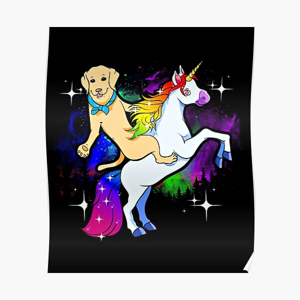 "Cute Dog Riding His Unicorn For Dog Lover and Unicorn Lover" Poster by SoCoolDesign Redbubble
