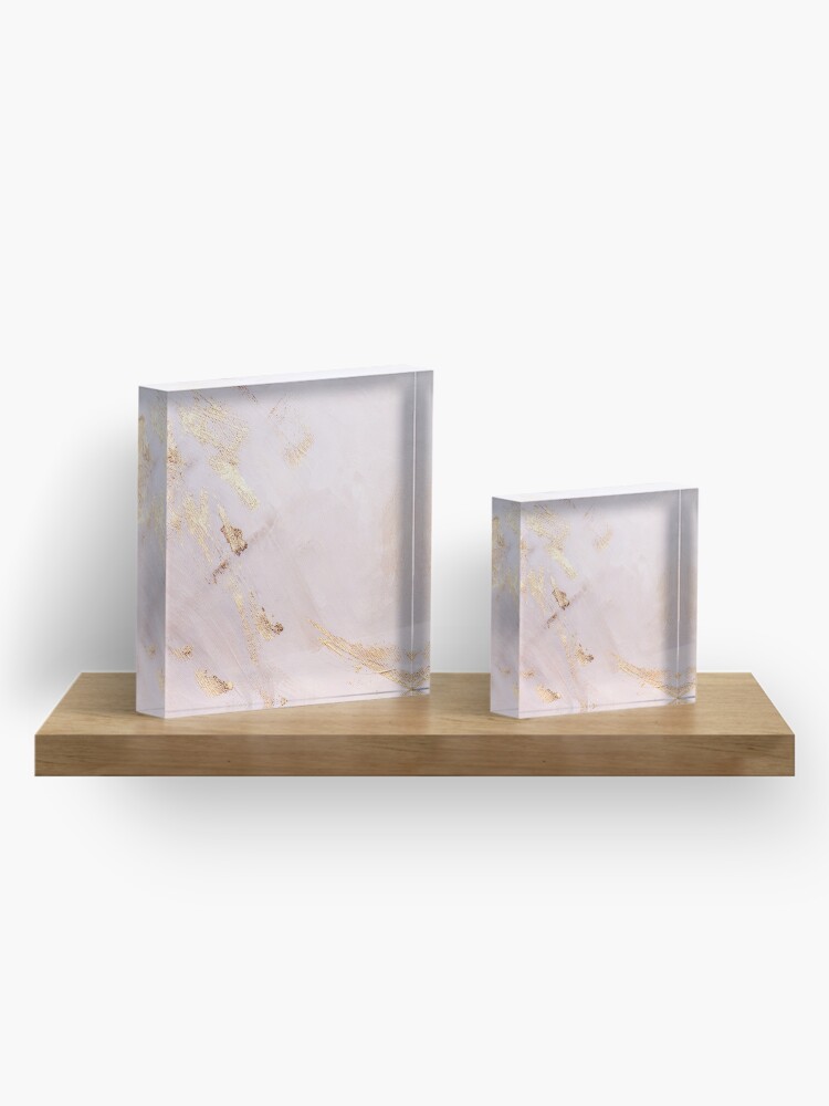 Alternate view of Rose Gold with Gold Strokes Texture Acrylic Block