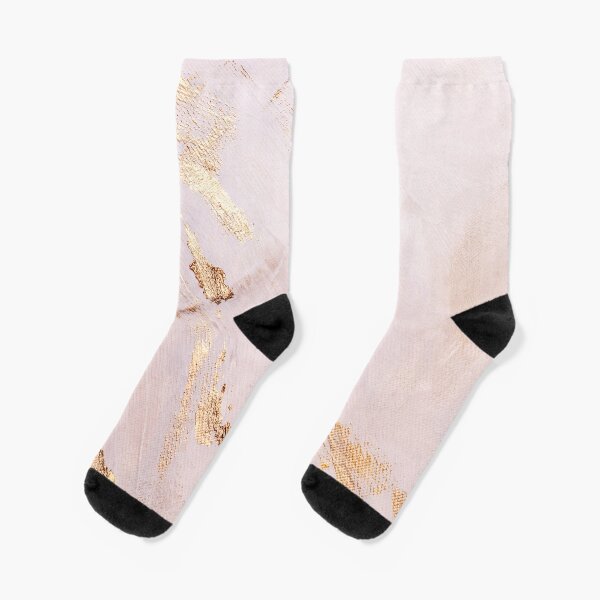 Rose Gold with Gold Strokes Texture Socks