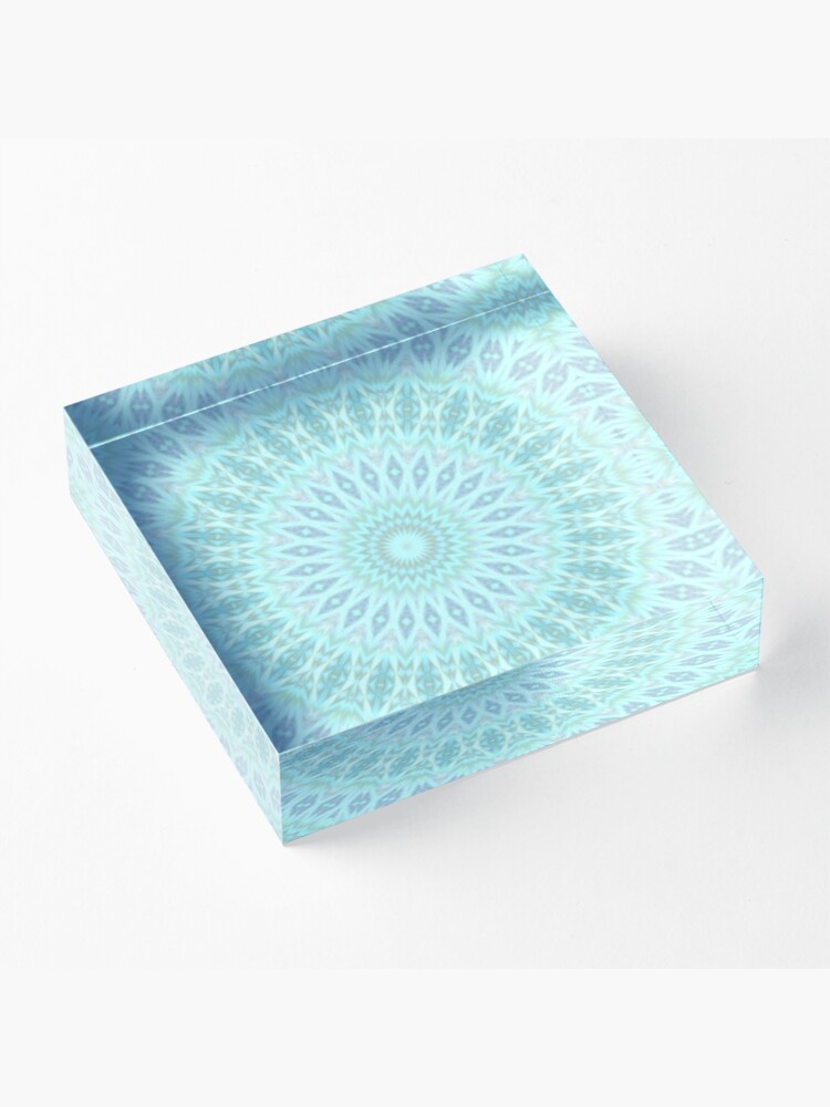 Thumbnail 3 of 5, Acrylic Block, Bluish Mandala designed and sold by brupelo.