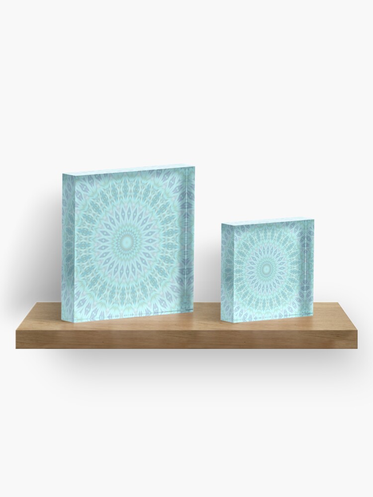 Thumbnail 4 of 5, Acrylic Block, Bluish Mandala designed and sold by brupelo.