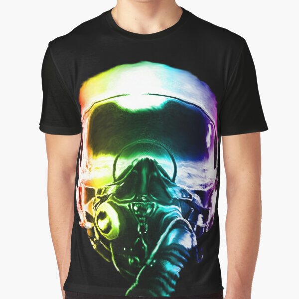 Fighter Pilot Helmet Hipster Watercolor Black Juniors Soft T-Shirt - Small  at  Women's Clothing store