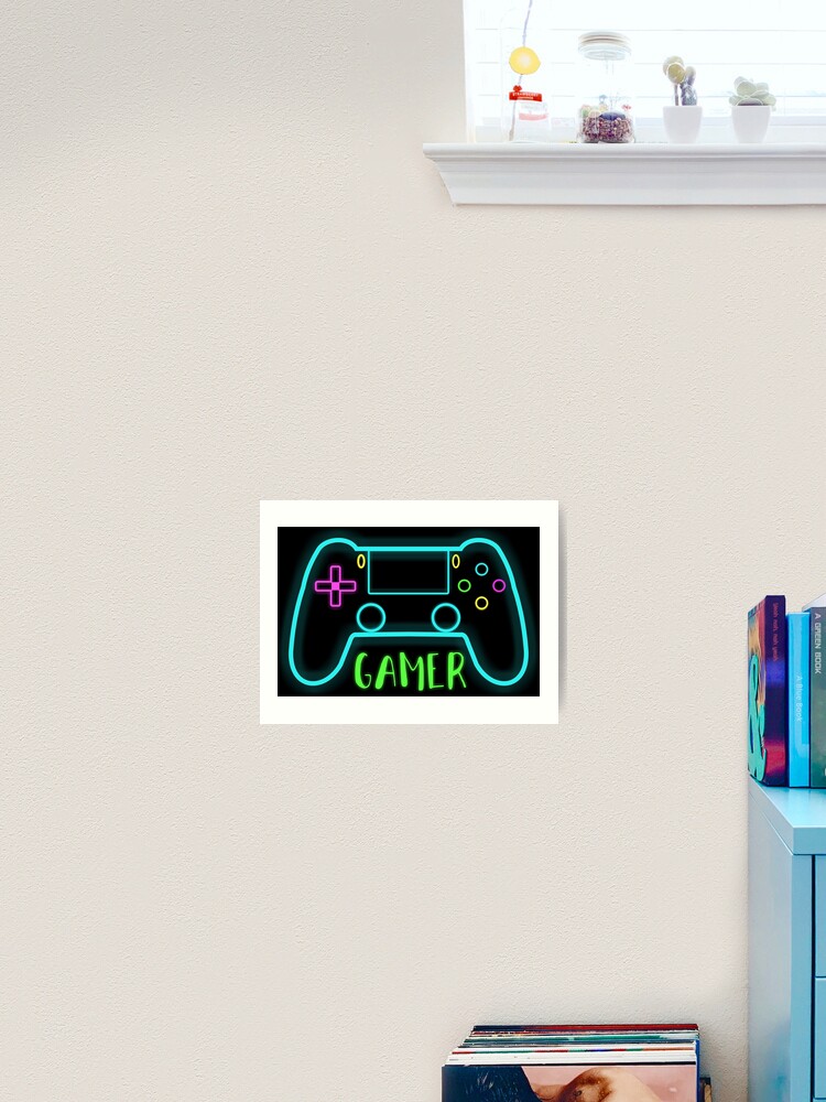 Neon gamer controller neon colors Art Print for Sale by Guntah V