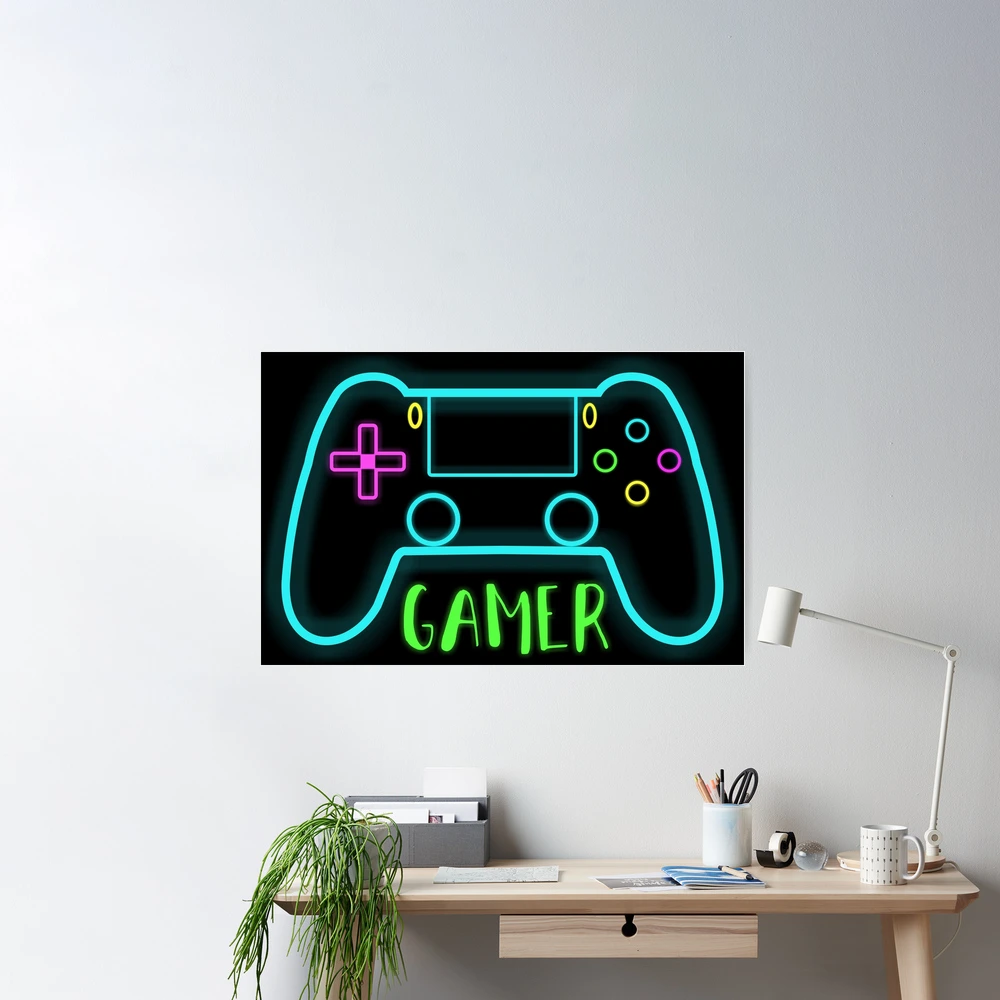 Art Poster Gaming Console Buttons Neon