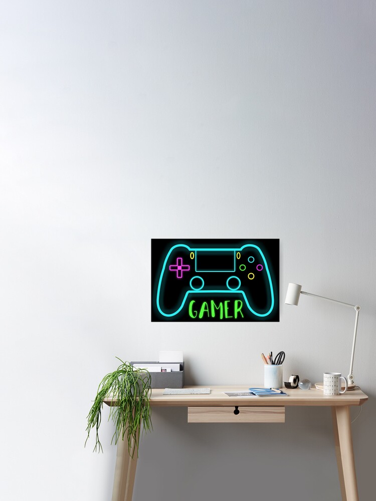 Neon Gaming ' Poster, picture, metal print, paint by