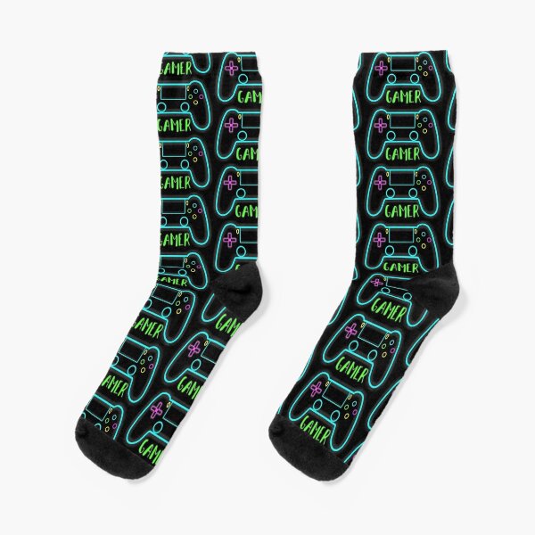 Neon gamer controller neon colors Socks