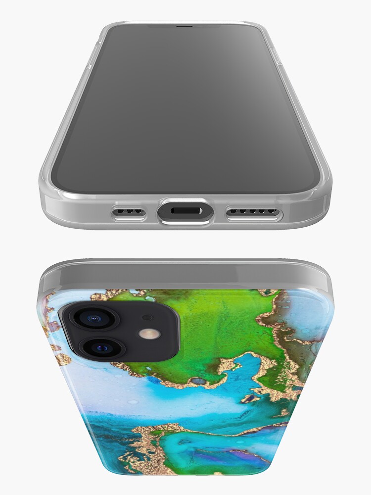 Alternate view of Abstract Marble Mermaid Gemstone With Gold Glitter iPhone Case & Cover