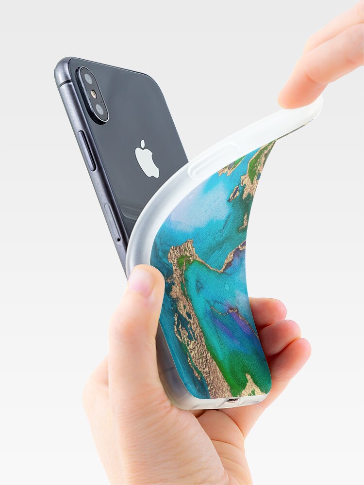 Alternate view of Abstract Marble Mermaid Gemstone With Gold Glitter iPhone Case & Cover