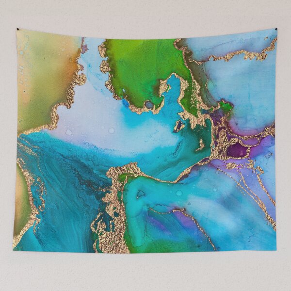 Item preview, Abstract Faux Marble Mermaid Gemstone With Gold Glitter designed and sold by MysticMarble.