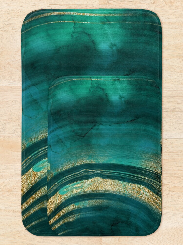Alternate view of Gold Veined Green Luxury Marble Bath Mat