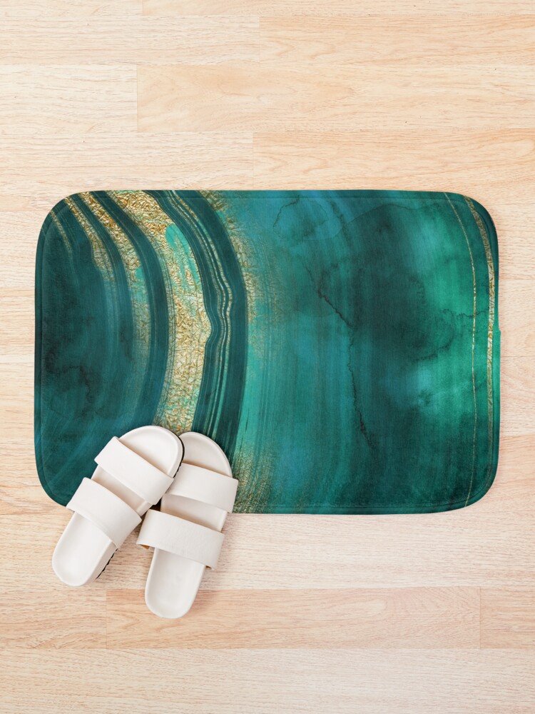 Alternate view of Gold Veined Green Luxury Marble Bath Mat