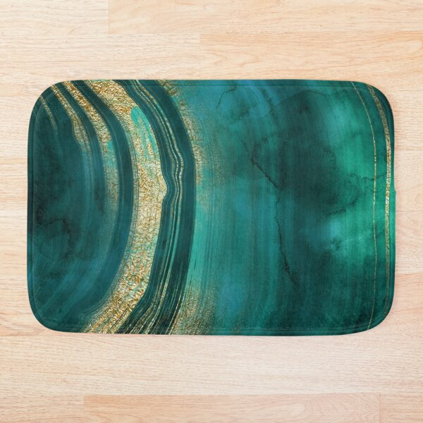 Gold Veined Green Luxury Marble Bath Mat