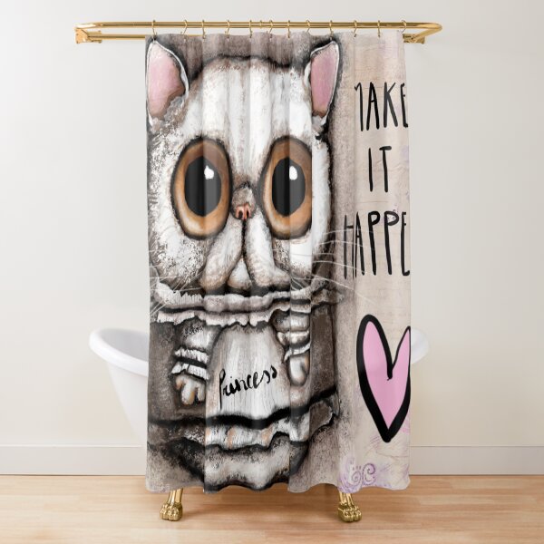 white persian cat with big eyes Shower Curtain