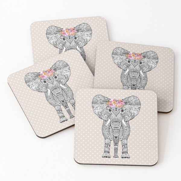 Item preview, FLOWERGIRL ELEPHANT GREIGE DOTS BY Monika Strigel designed and sold by SunlightStudios.