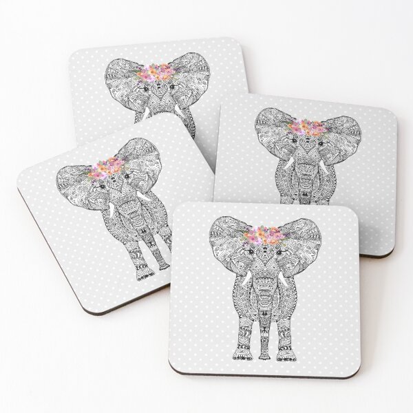 Item preview, FLOWERGIRL ELEPHANT GREY DOTS BY Monika Strigel designed and sold by SunlightStudios.